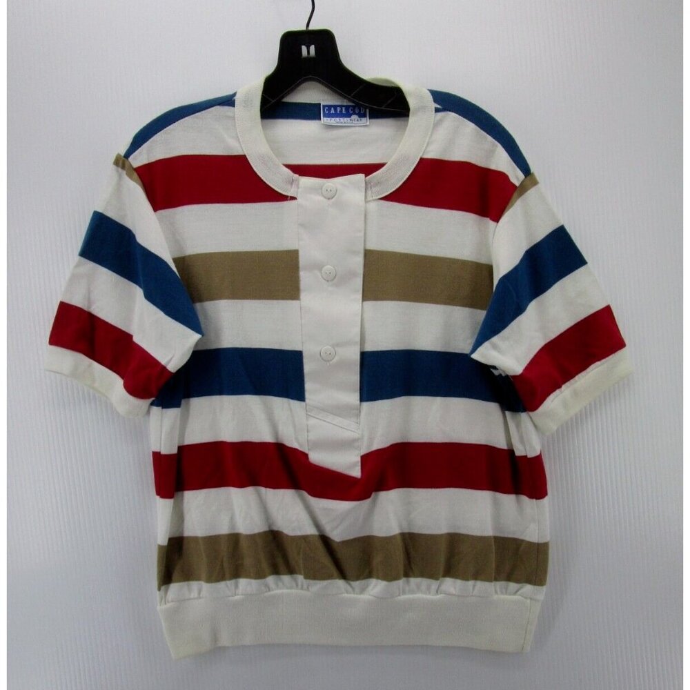 VINTAGE Cape Cod Sportswear Top Medium Pullover Henley 90s Active